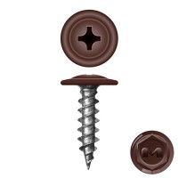 Caморез с прессшайбой острый 4,2х25 RAL 8017 (500 шт)