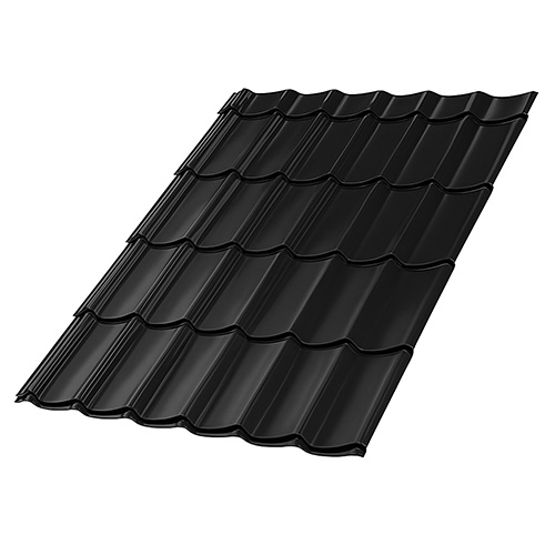 Металлочерепица Супермонтеррей ПЭ 0,4 мм RAL 9005