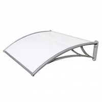 Козырек из поликарбоната 1200x930x280 мм молочный, серебряный кронштейн