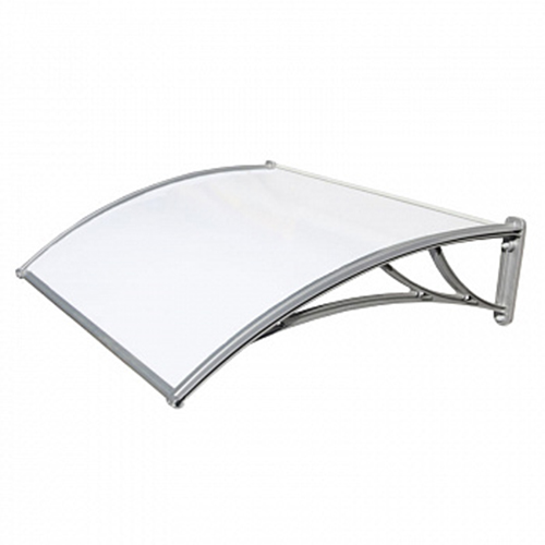 Козырек из поликарбоната 1200x930x280 мм молочный, серебряный кронштейн