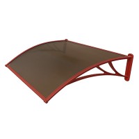 Козырек из поликарбоната 1200x930x280 мм бронзовый, красный кронштейн