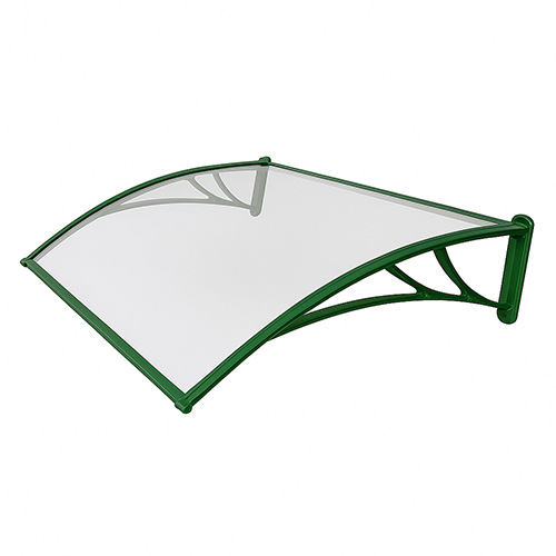 Козырек из поликарбоната 1200x930x280 мм прозрачный, зеленый кронштейн
