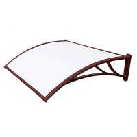 Козырек из поликарбоната 1500x930x280 мм молочный, красный кронштейн