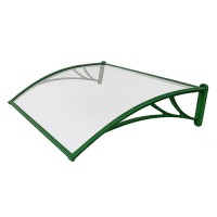 Козырек из поликарбоната 1500x930x280 мм прозрачный, зеленый кронштейн