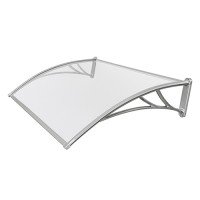 Козырек из поликарбоната 1500x930x280 мм прозрачный, серебряный кронштейн