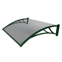 Козырек из поликарбоната 1500x930x280 мм серебристый, зеленый кронштейн