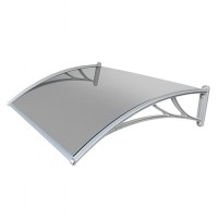 Козырек из поликарбоната 1500x930x280 мм серебристый, серебряный кронштейн