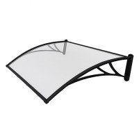 Козырек из поликарбоната 1505x1070x315 мм прозрачный, черный кронштейн